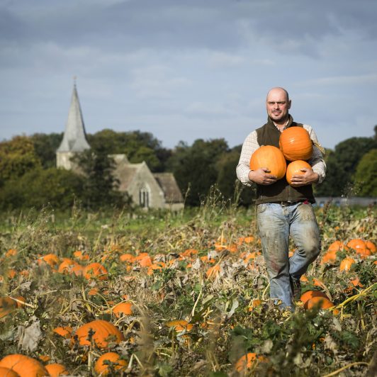 Tom Spilman harvest his crop at Spilman's Pumpkin Farm, near Thirsk in North Yorkshire. PRESS ASSOCIATION Photo. Picture date: Monday October 1, 2018. The farm has grown some 20,000 pumpkins and squashes of all different shapes and sizes, which are traditionally linked with Halloween, at the end of this month. Photo credit should read: Danny Lawson/PA Wire